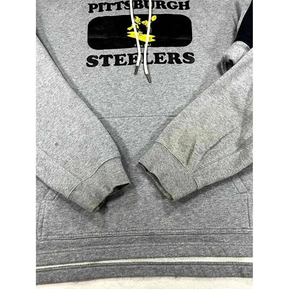 Pittsburgh Steelers Hoodie Mens Medium Heather Gray Nike NFL Fleece Sweatshirt